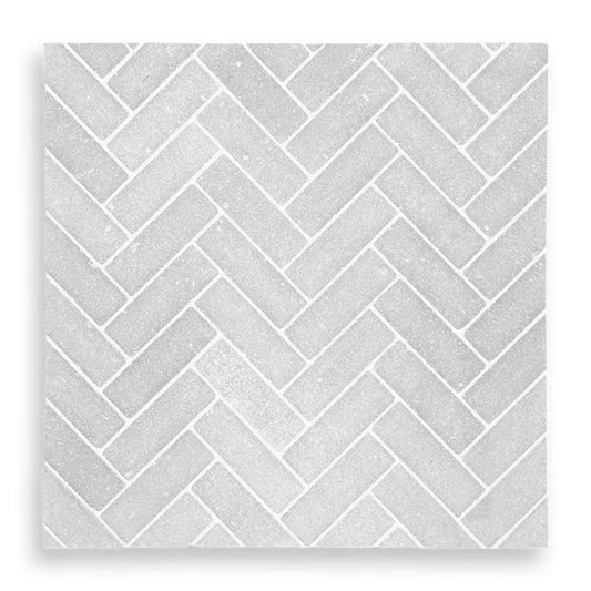 BALMAIN CINDER GREY TUMBLED NATURAL STONE HERRINGBONE MOSAIC