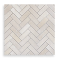 BALMAIN CREMA SERENA TUMBLED NATURAL STONE HERRINGBONE MOSAIC