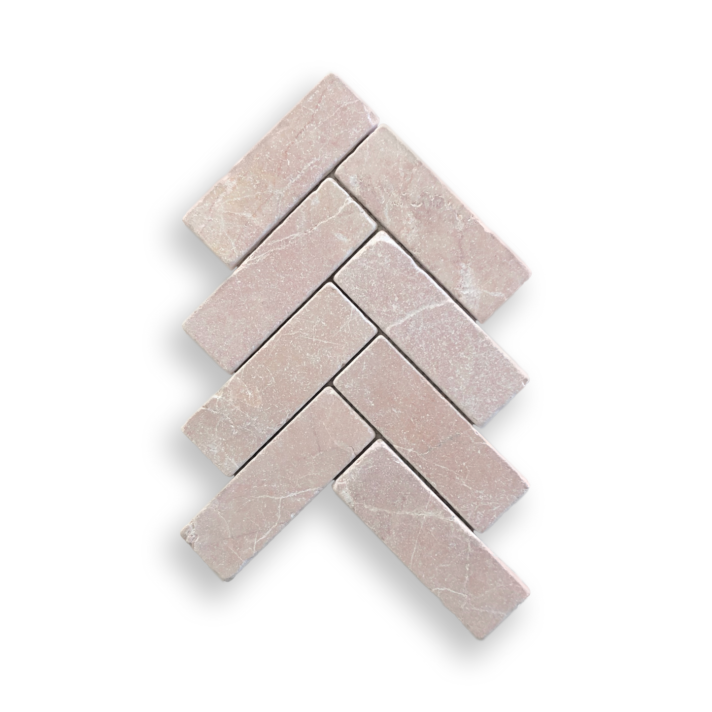 BALMAIN ROSADO TUMBLED NATURAL STONE HERRINGBONE MOSAIC