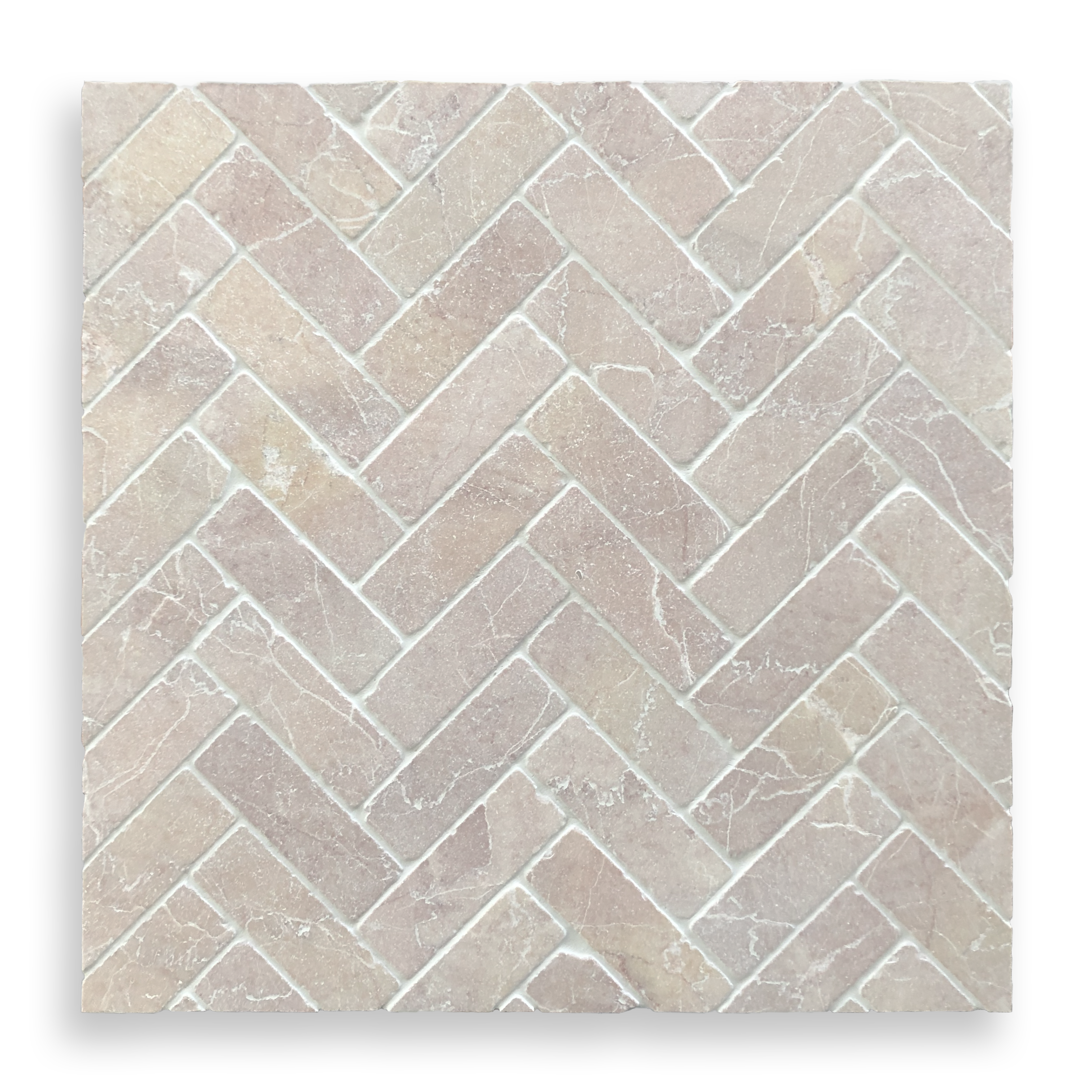 BALMAIN ROSADO TUMBLED NATURAL STONE HERRINGBONE MOSAIC
