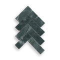 BALMAIN TAJ GREEN TUMBLED NATURAL STONE HERRINGBONE MOSAIC