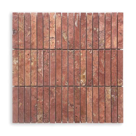 BASTONI RED TRAVERTINE KIT KAT MOSAIC TILE