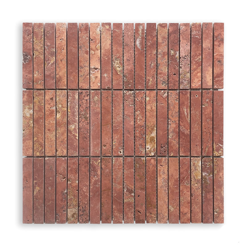 BASTONI RED TRAVERTINE KIT KAT MOSAIC TILE - Sample