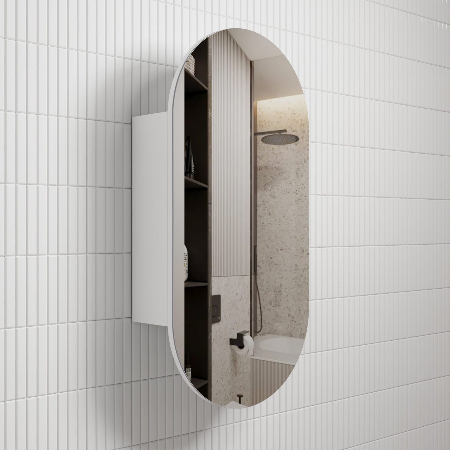 Beau Monde Shaving Cabinet - Matte White