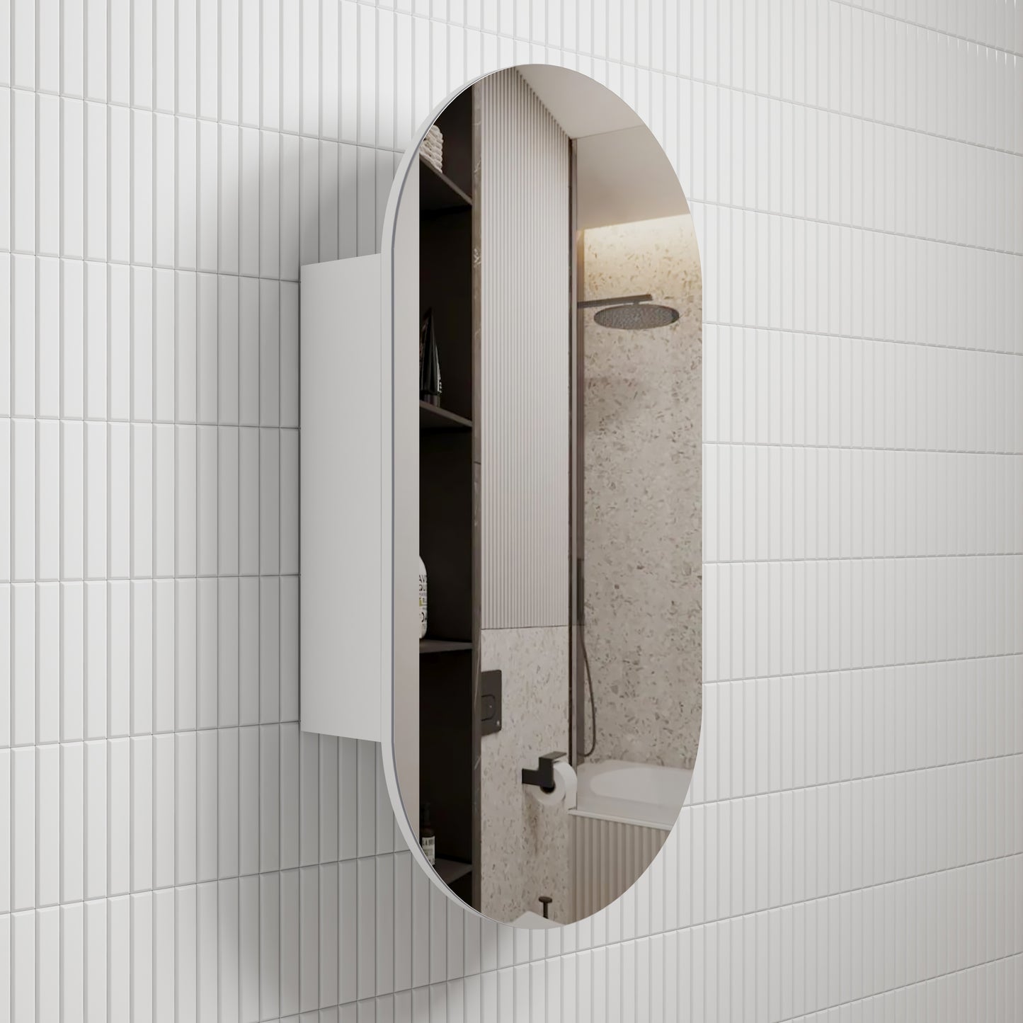 Beau Monde Shaving Cabinet - Matte White