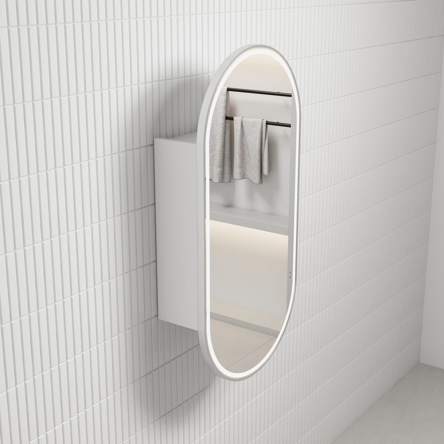 Beau Monde LED Shaving Cabinet Matte White