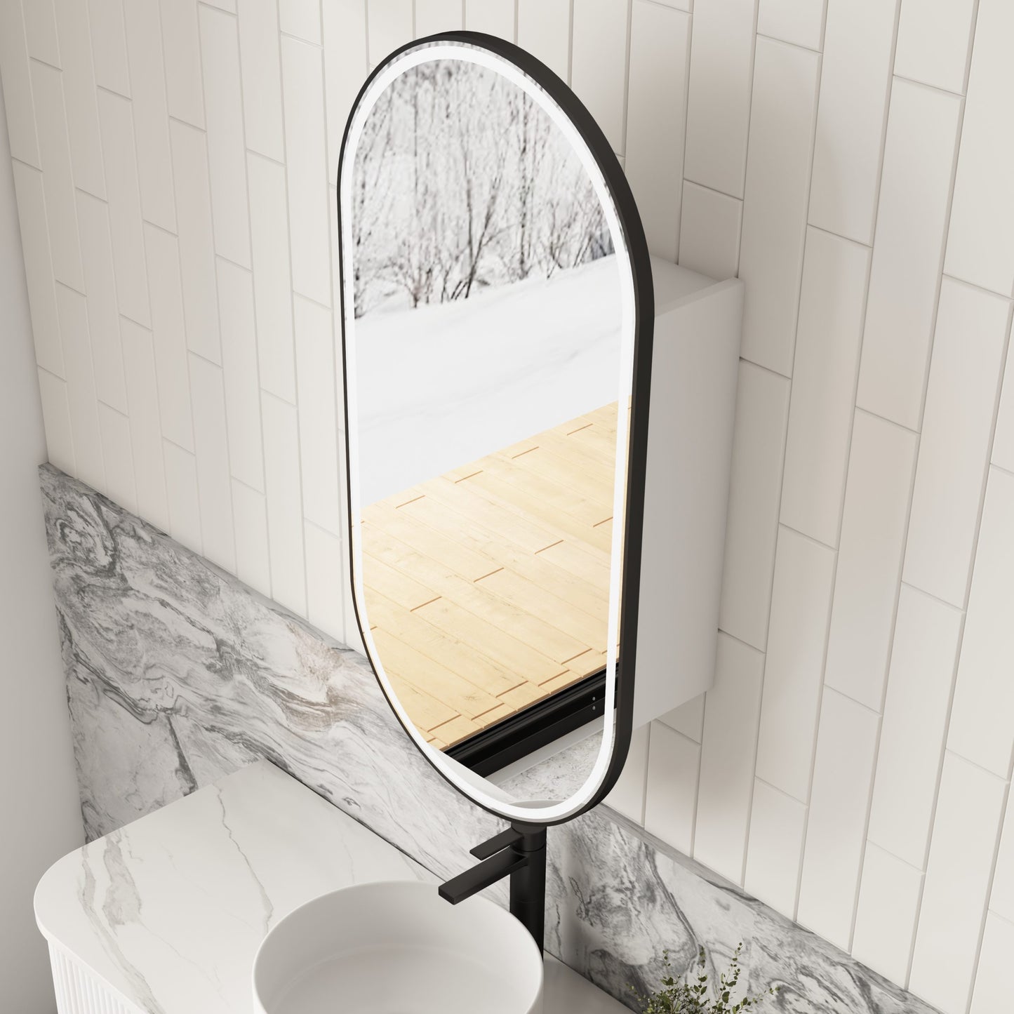 Beau Monde LED Shaving Cabinet Matte White
