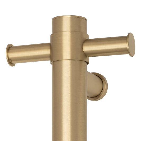 VS900HBB Brushed Brass Round Vertical Single Heated Towel Rail