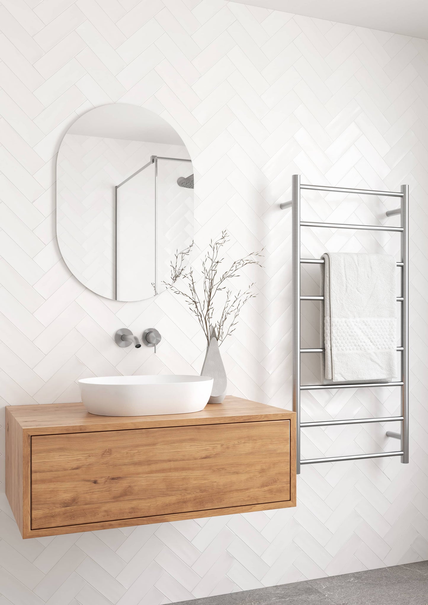 DP5070GT Pill Shape Polished Edge Mirror Glue-to-Wall