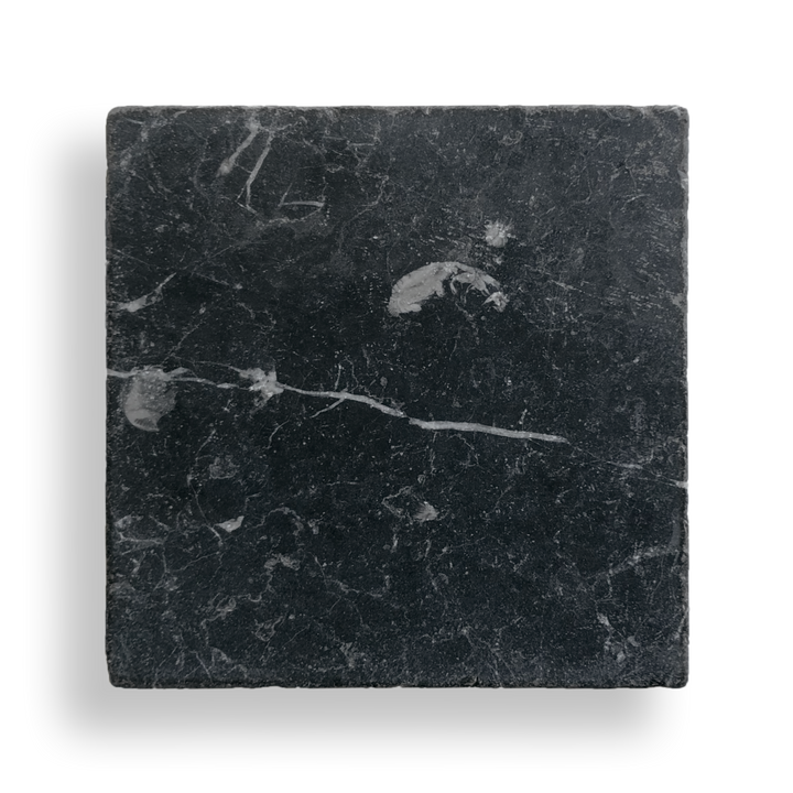 Burleigh Nero Marquina Tumbled Natural Stone Square Tile