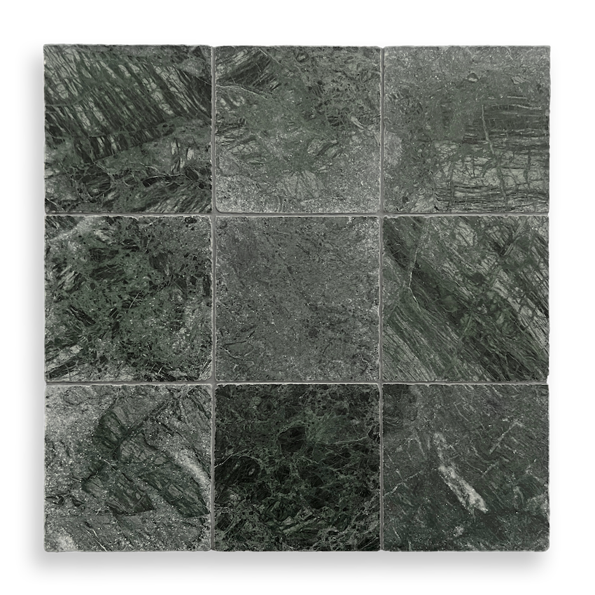 BURLEIGH TAJ GREEN TUMBLED NATURAL STONE SQUARE TILE