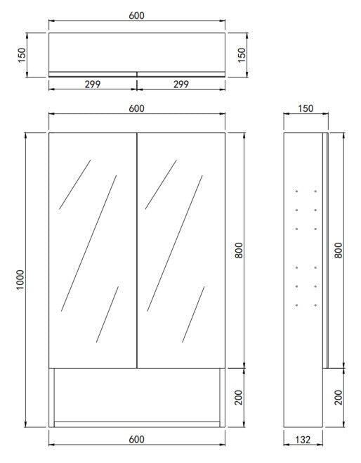 Clark Plywood Mirror Cabinet Mocha Oak Matte LK-CLMC600-MO