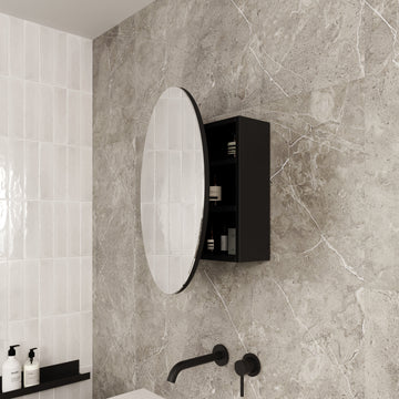 CR6060B Round Black Mirror Cabinet