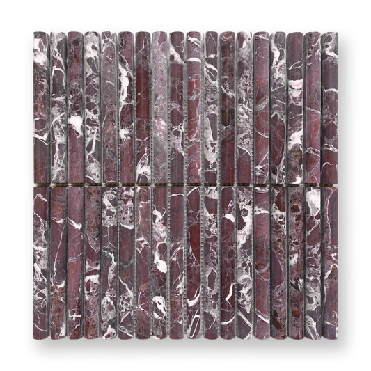 CURL ROSSO LEVANTO MARBLE FLUTED MOSAIC TILE