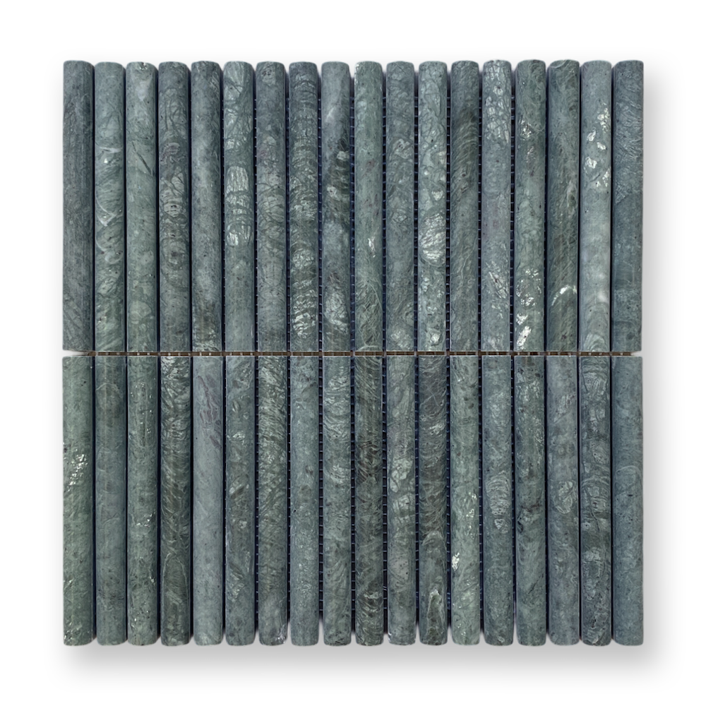 CURL TAJ GREEN NATURAL STONE FLUTED MOSAIC TILE