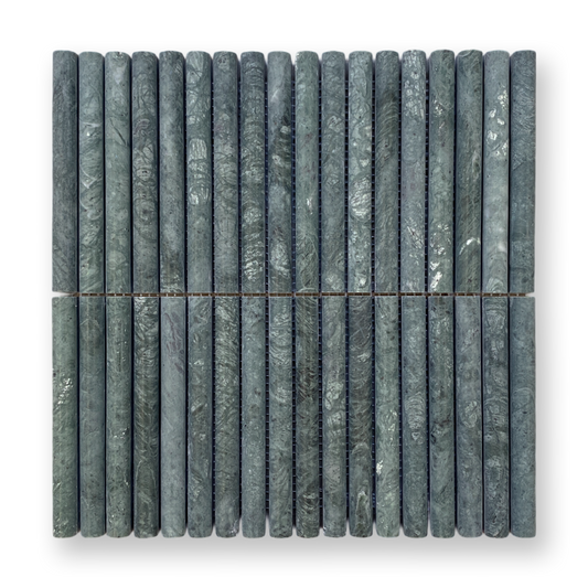 CURL TAJ GREEN NATURAL STONE FLUTED MOSAIC TILE