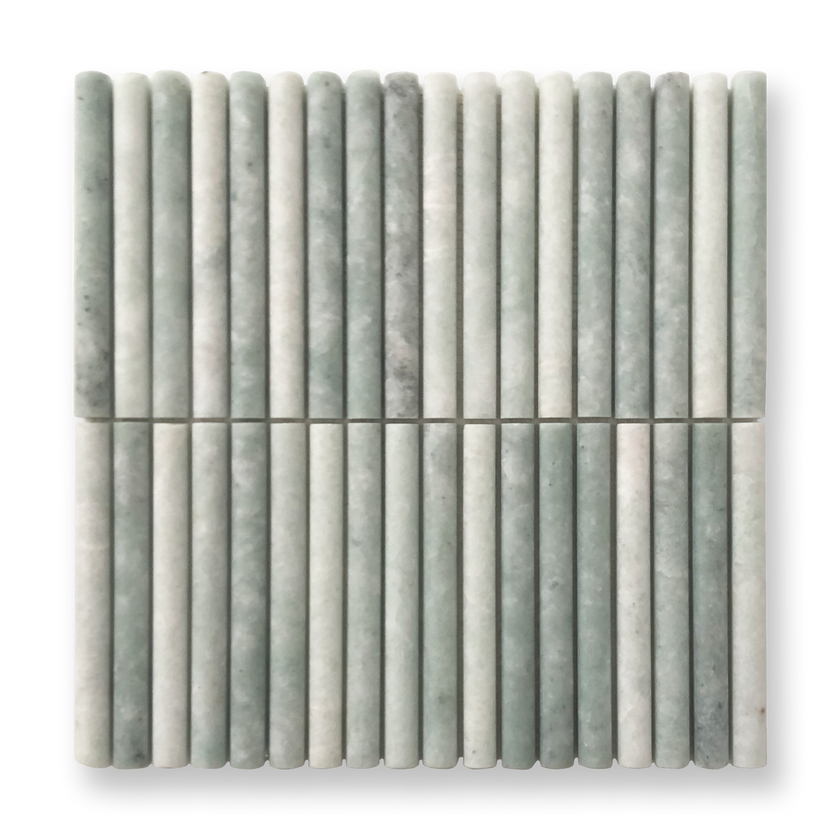Curl Verdi Cristallo Natural Stone Fluted Mosaic Tile — Green