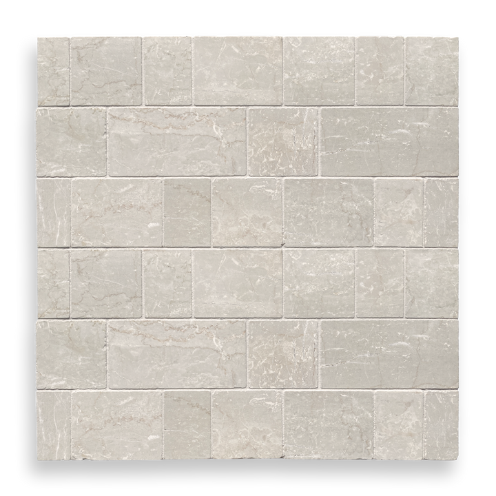 Calella Bottocino Limestone Rectangle And Square Mosaic Tile — Beige, Natural Stone