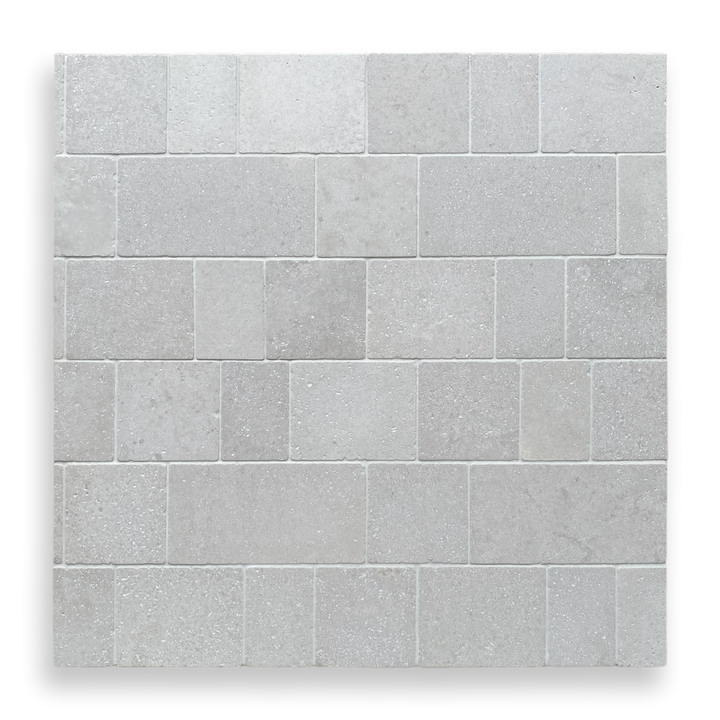 Calella Gris Travertine Rectangle And Square Mosaic Tile — Grey, Natural Stone