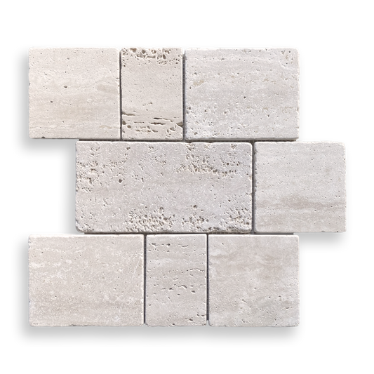 CALELLA TRAVERTINE CLASSIC RECTANGLE AND SQUARE MOSAIC TILE