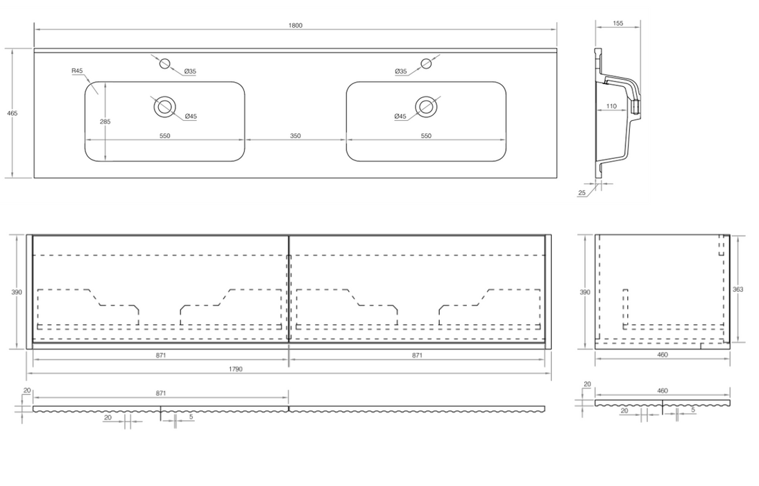 Capture 1800mm Wall Hung Vanity