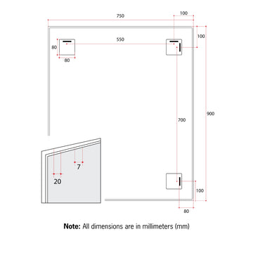 CS9075BD Rectangular Black Framed Mirror Including Demister