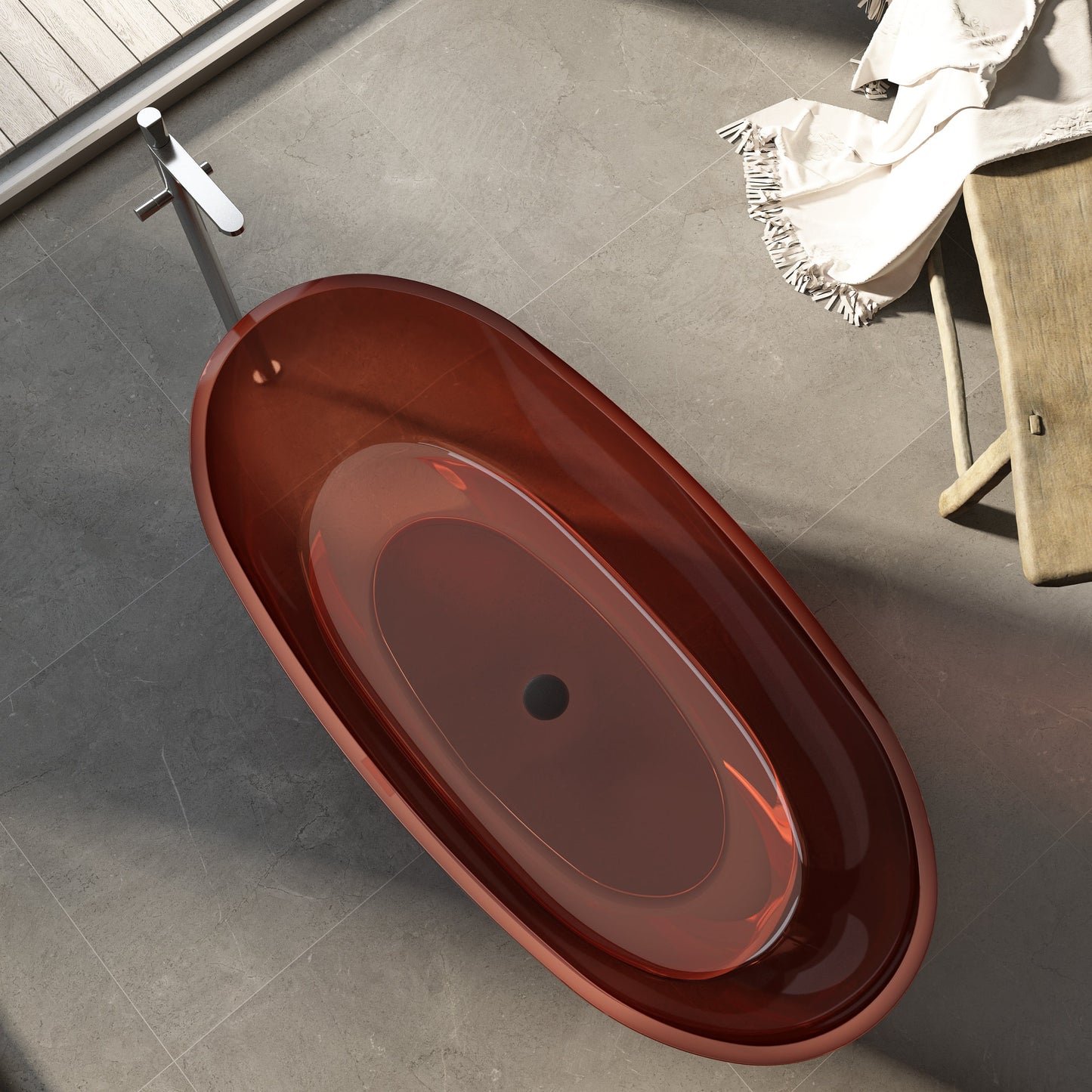 Wow Translucency Resin Stone Bath - Amber Brown
