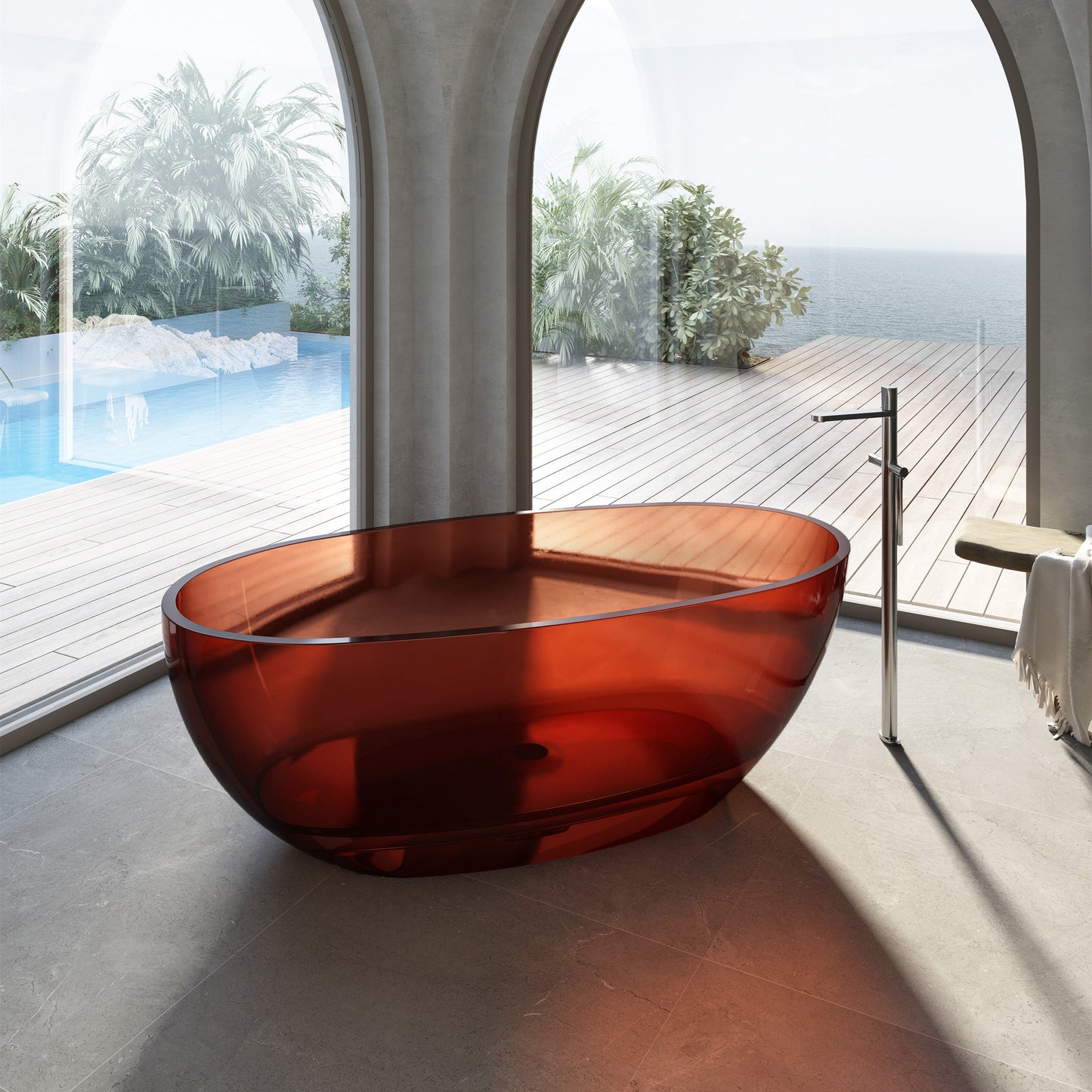 Wow Translucency Resin Stone Bath - Amber Brown