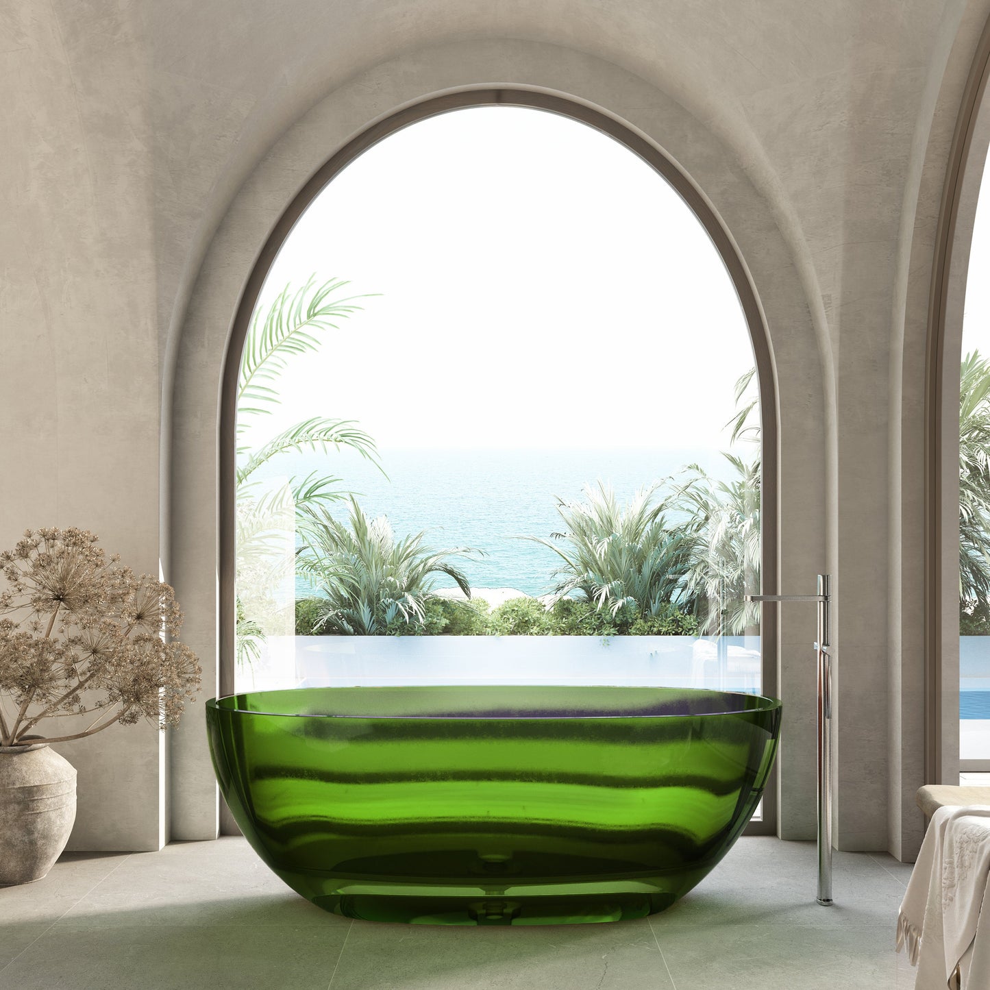 Wow Translucency Resin Stone Bath - Emerald Green