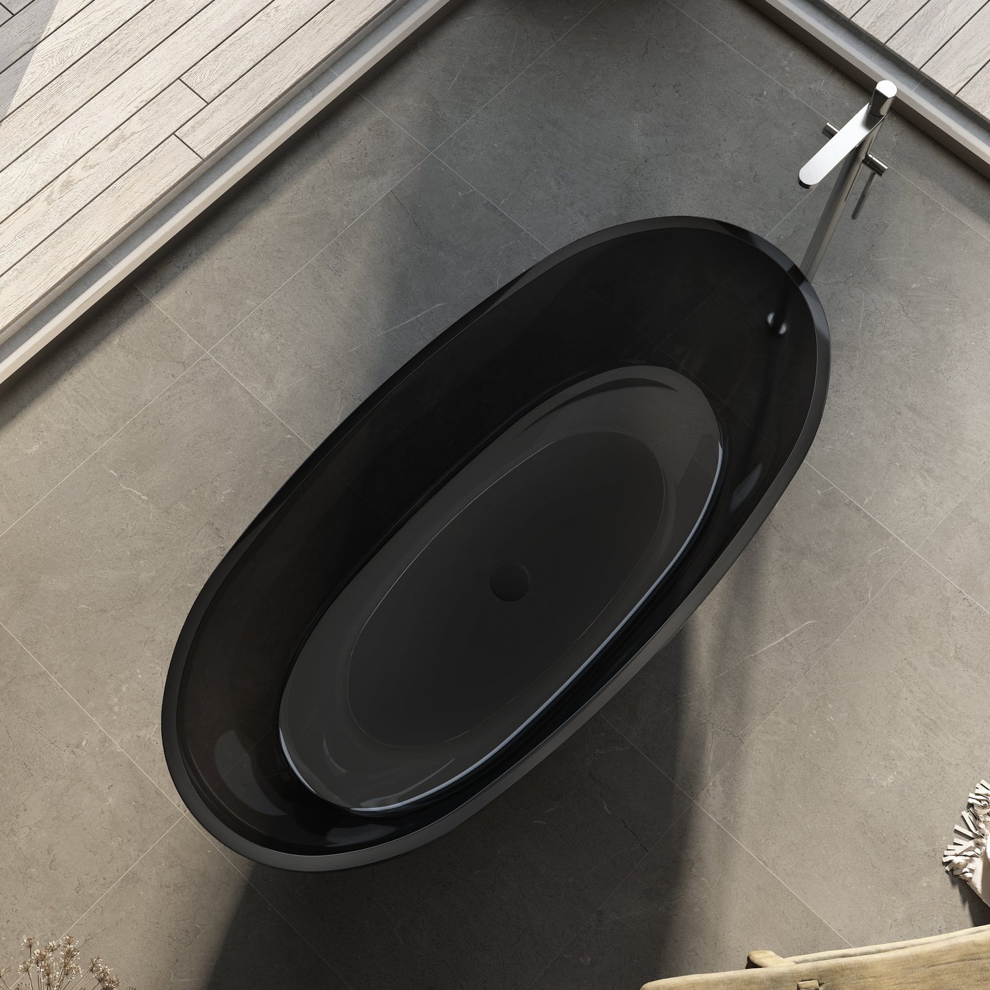 Wow Translucency Resin Stone Bath - Morion Black