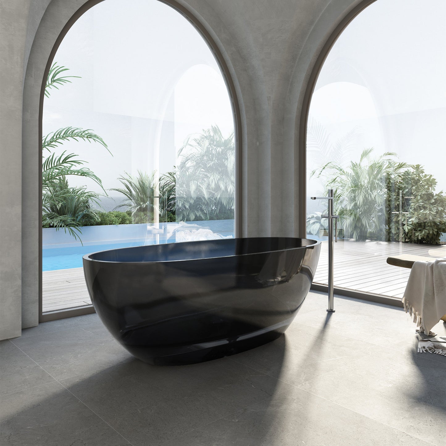 Wow Translucency Resin Stone Bath - Morion Black