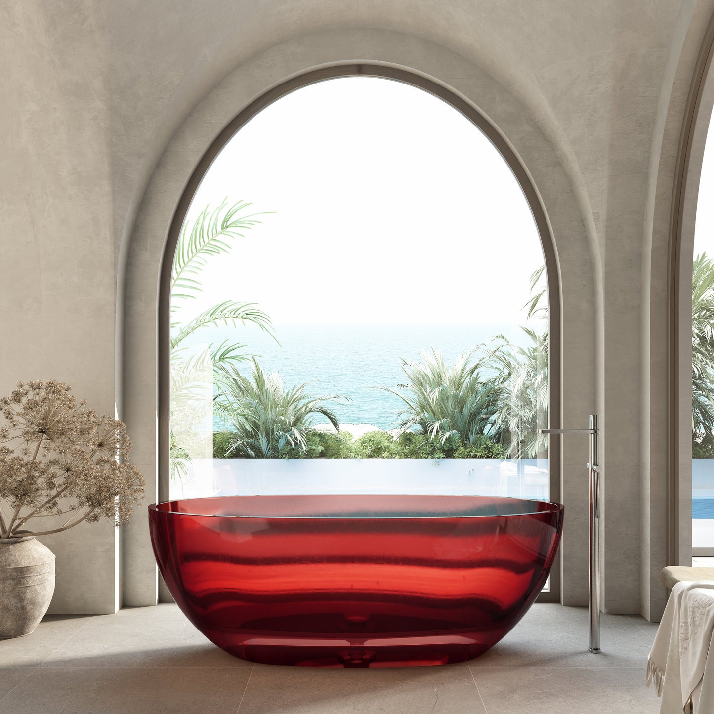 Wow Translucency Resin Stone Bath - Vivid Red