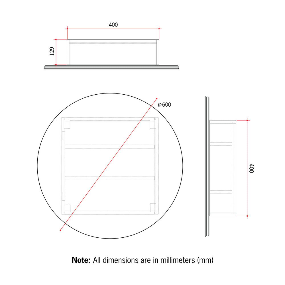CR6060B Round Black Mirror Cabinet