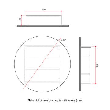 CR6060B Round Black Mirror Cabinet