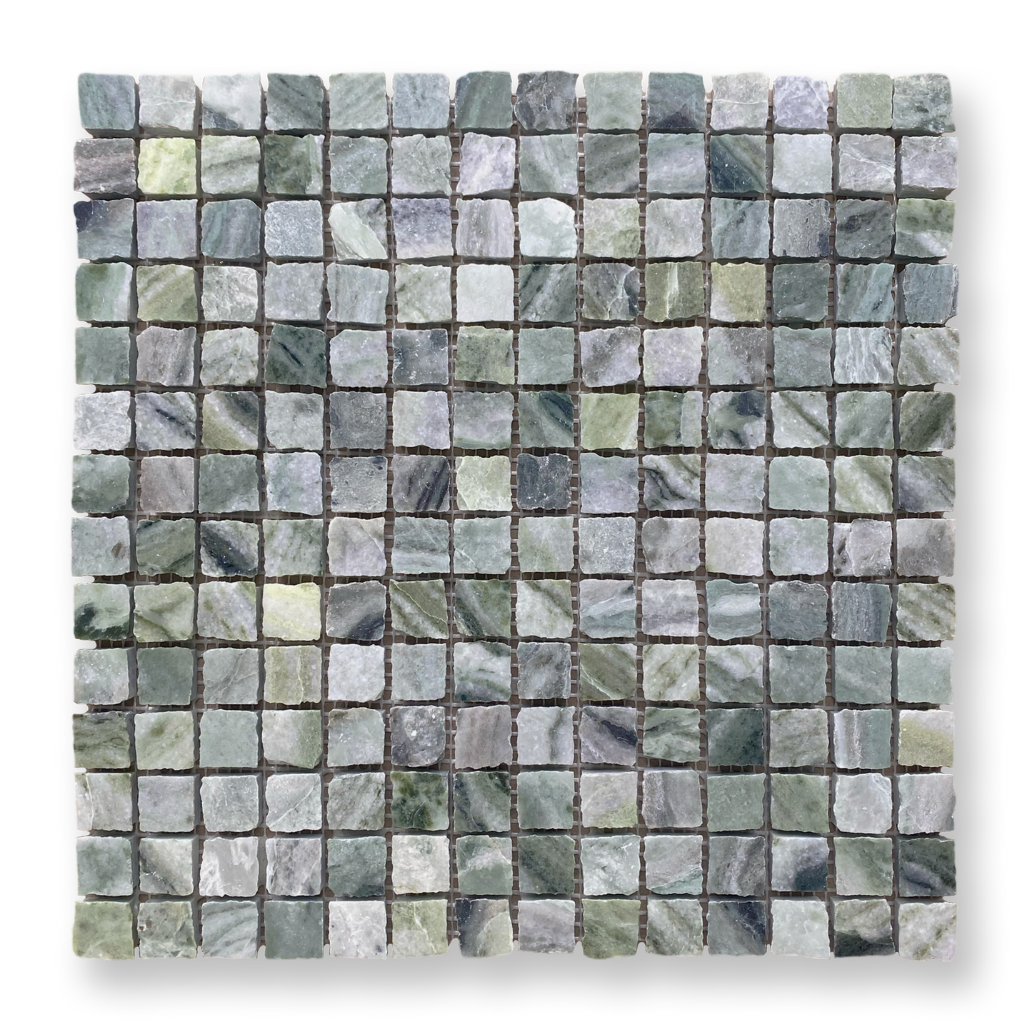 Cortona Amazonia Natural Stone Artisan Cut Small Square Mosaic Tile — Green, Square
