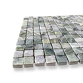 Cortona Amazonia Natural Stone Artisan Cut Small Square Mosaic Tile — Green, Square