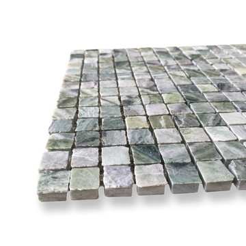 Cortona Amazonia Natural Stone Artisan Cut Small Square Mosaic Tile — Green, Square