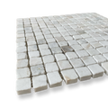 Cortona Bianco Oro Marble Artisan Cut Small Square Mosaic Tile — White, Square