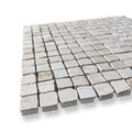 Cortona Botticino Limestone Artisan Cut Small Square Mosaic Tile — Beige, Square