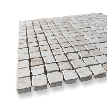 Cortona Botticino Limestone Artisan Cut Small Square Mosaic Tile — Beige, Square