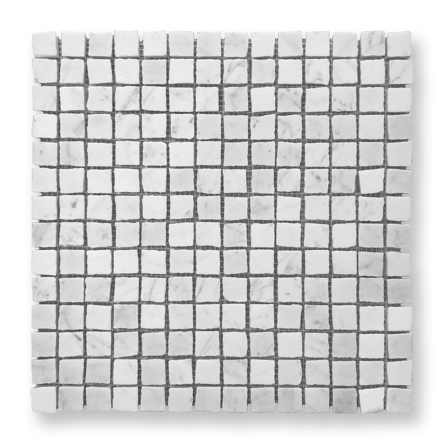 Cortona Carrara Marble Artisan Cut Small Square Mosaic Tile — White, Square