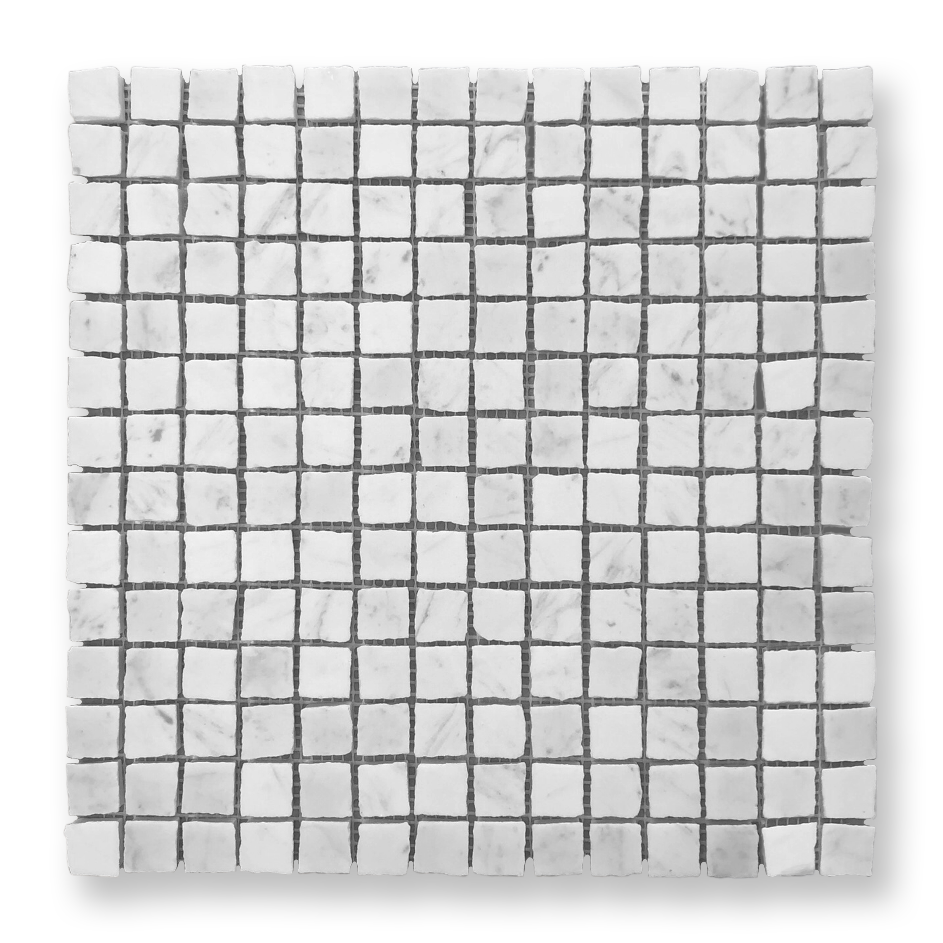 Cortona Carrara Marble Artisan Cut Small Square Mosaic Tile — White, Square