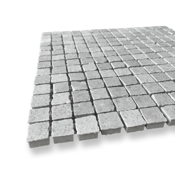 Cortona Cinder Grey Natural Stone Artisan Cut Small Square Mosaic Tile — Grey, Square