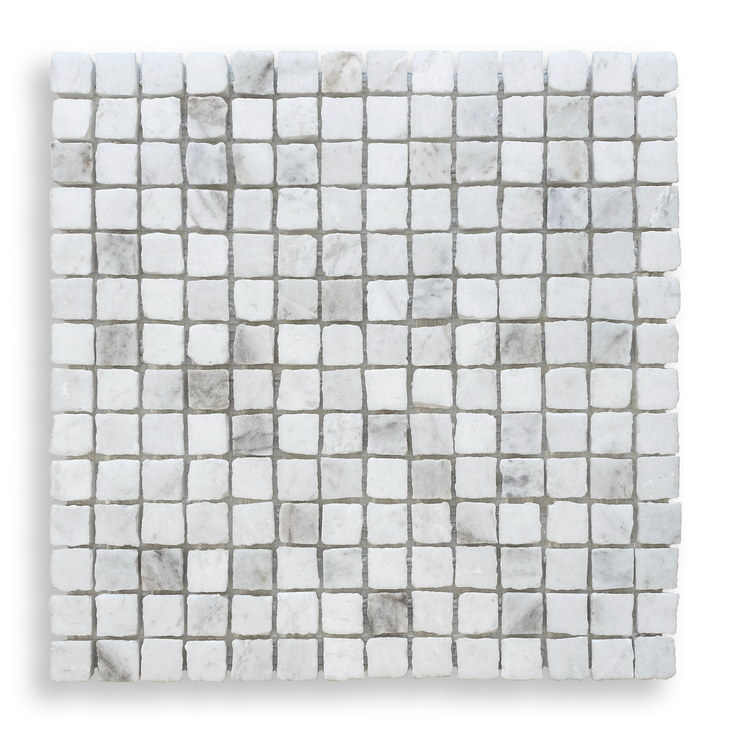 Cortona Light Bianco Oro Marble Artisan Cut Small Square Mosaic Tile — White, Square