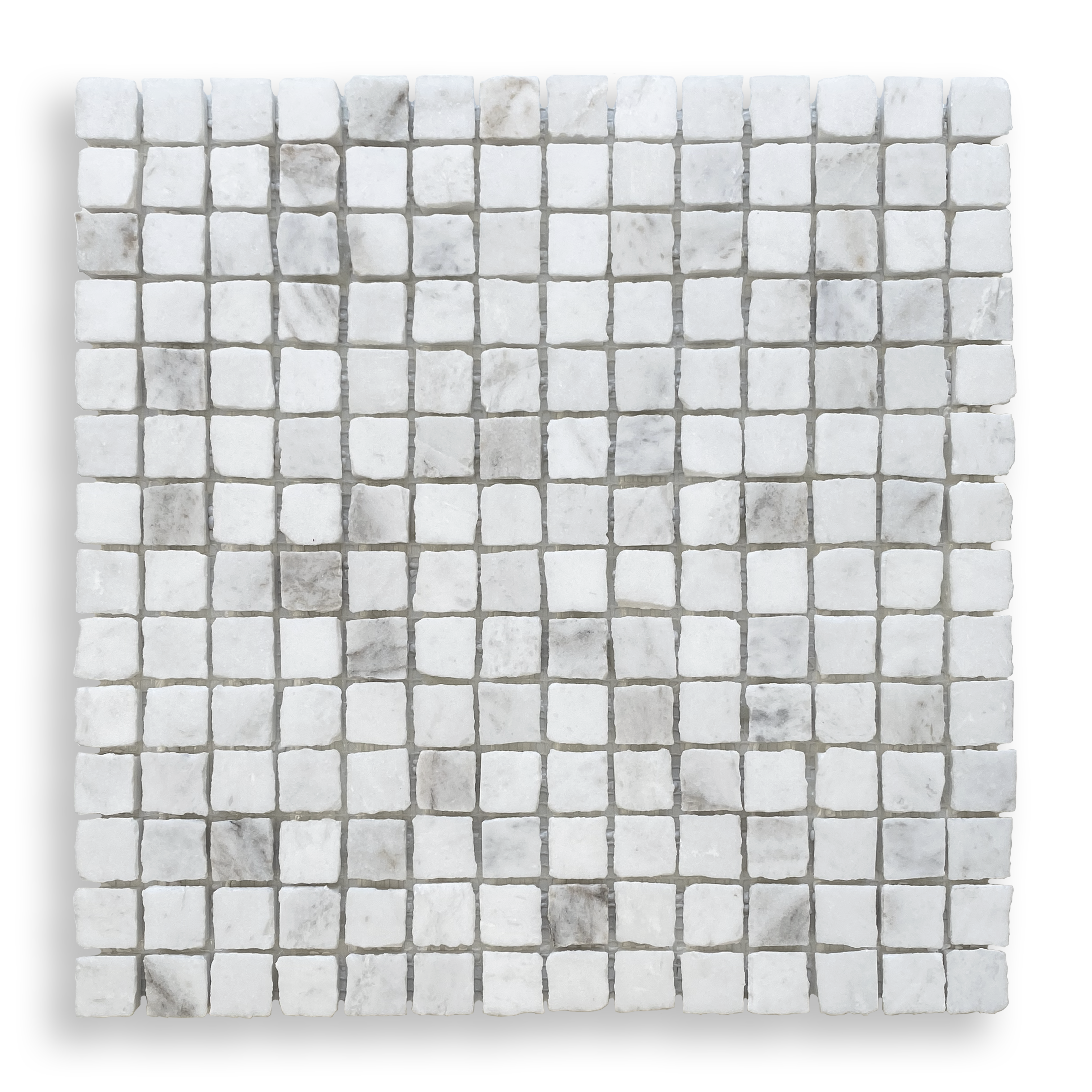 Cortona Light Bianco Oro Marble Artisan Cut Small Square Mosaic Tile — White, Square