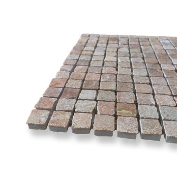Cortona Rosa Murcia Natural Stone Artisan Cut Small Square Mosaic Tile — Pink, Square