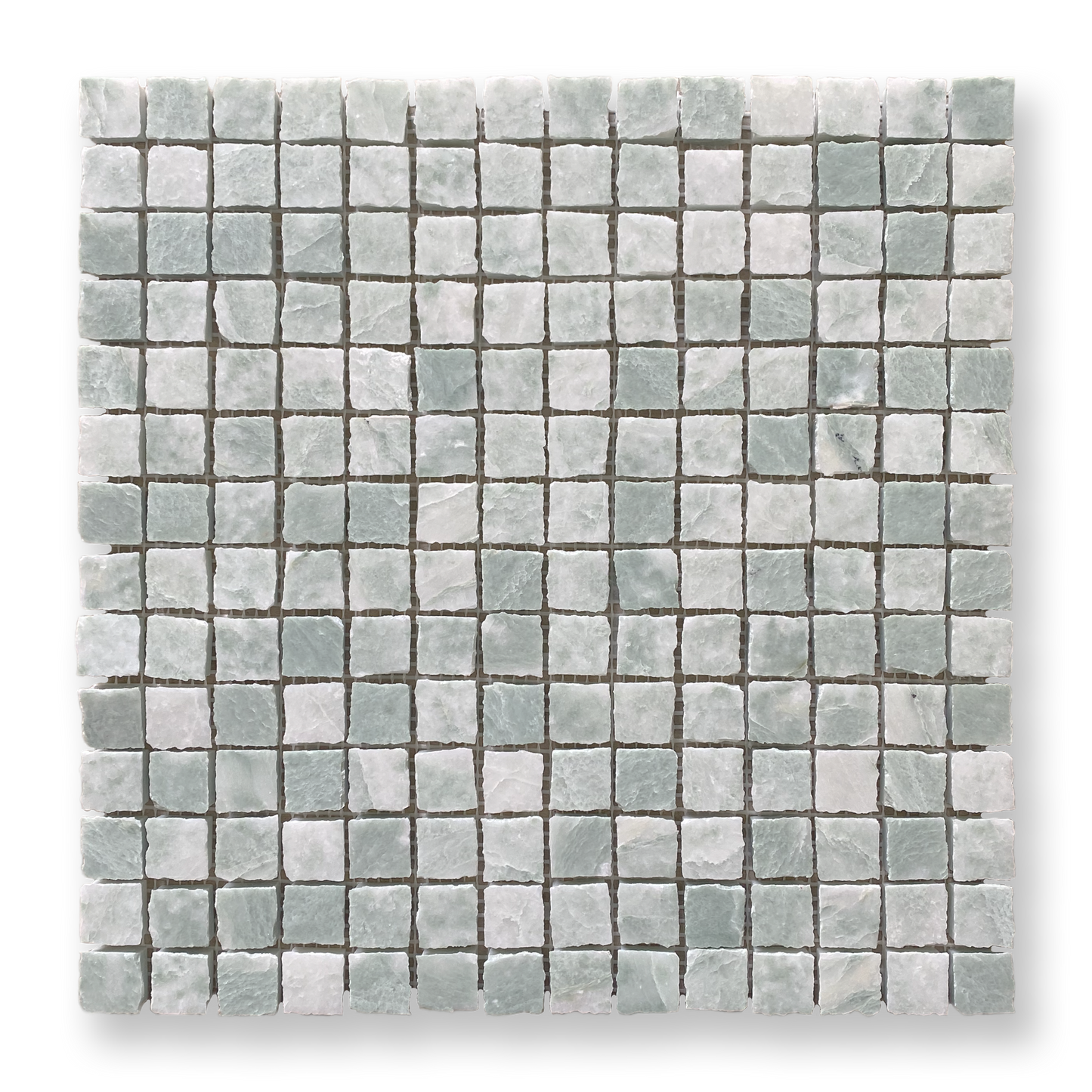 Cortona Verdi Cristallo Natural Stone Artisan Cut Small Square Mosaic Tile — Green, Square