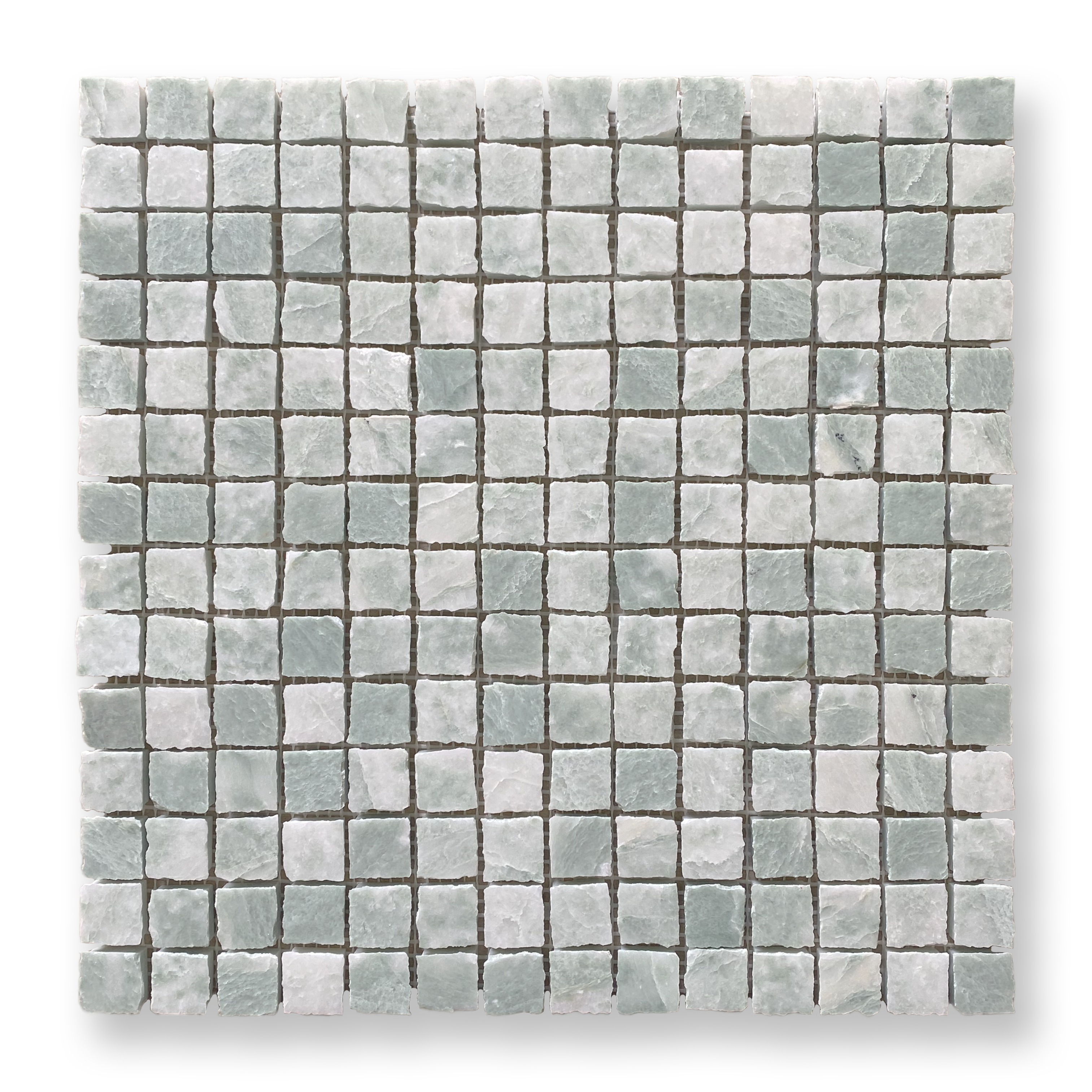 Cortona Verdi Cristallo Natural Stone Artisan Cut Small Square Mosaic Tile — Green, Square