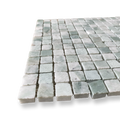 Cortona Verdi Cristallo Natural Stone Artisan Cut Small Square Mosaic Tile — Green, Square
