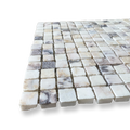 Cortona Viola Oro Marble Artisan Cut Small Square Mosaic Tile — White, Square